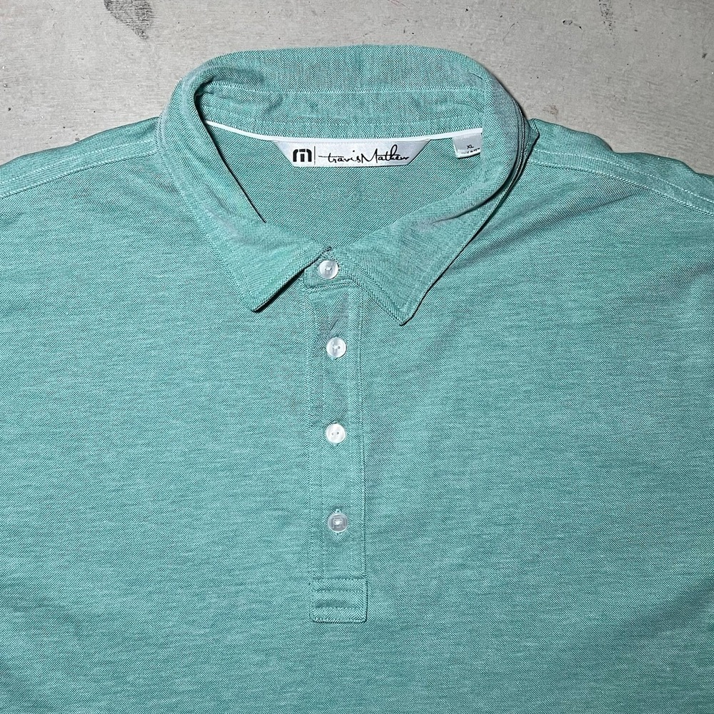 Travis Mathew Polo Shirt Mens XL Green Golf Performance Lightweight Check